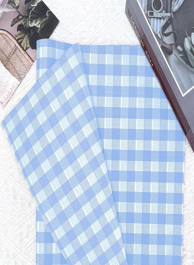 MUNILAIL 100 Sheets Gingham Tissue Paper 14 x 20 Inches Light Blue and White Checkered Tissue Paper for Gift Bags Bulk Wrapping Papers Gift Papers Tissue for Birthday Gift Packing Crafts - Image 5